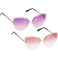 UrbanSky Sonnenbrille Sofia (2er-Pack, Sonnenbrillen-Set mit Einstecketuis) 2er-Pack - Verlaufstönung - randlos - Dekorsteine
