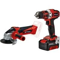 Power X-Change Werkzeug-Set TE-TK 18/2 Li Kit rot/schwarz, Akku-Bohrschrauber und Akku-Winkelschleifer, Li-Ion-Akku 4,0Ah