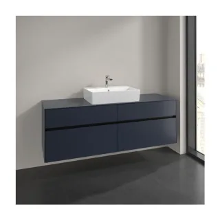 Villeroy und Boch Collaro Waschtischunterschrank C134B0VQ 160x54,8x50cm, Waschtisch mittig, LED-Beleuchtung 12W, marine blue