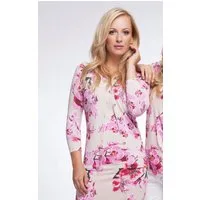 Passioni Cardigan Twin-Set mit rosa Orchideenmuster