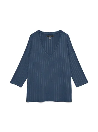 VERO MODA - VMBRIANNAMIX 3/4 V-NECK PULLOVER BOO Dark Denim - Gr. - XS