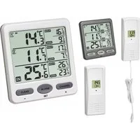 TFA Dostmann Raumthermometer Digitales Funk-Thermometer Trio TFA 30.3062 mit Außensender