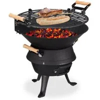relaxdays Holzkohlegrill Grillfass Gusseisen