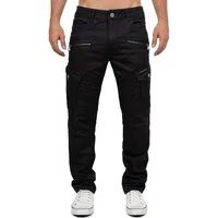 Cipo & Baxx Bikerjeans Herren Straight Fit Hose Mid Waist BA-CD424 Cargohose im angesagten Biker-Stil