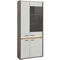 xonox.home Vitrine Nox Oak Dunkel Nachbildung Hellgrau Softclose Modern 82x198x37 cm
