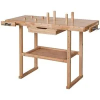 tectake Werkbank Holzwerkbank, mit 2 Schraubstöcken