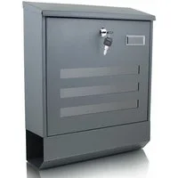 Bituxx Briefkasten Dunkelgrau Eckig mit Zeitungsrolle und Fenster (MS-16025)