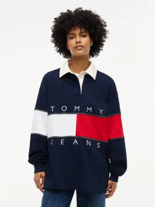 Tommy Jeans (PVH Group) - TJW OVS FLAG RUGBY EXT Dark Night Navy - Gr. - S