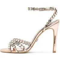 Derimod Sandaletten mit hohem Absatz aus Kunstleder mit Strass-Details Sandale Kunstleder, Knöchelriemen, Stilettoabsatz, Schimmernde Verzierungen