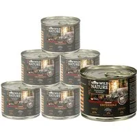 Dehner Wild Nature Unterholz Senior Wildschwein, 6 x 200 g / 400 g Dose Wildschwein, Nassfutter für: Katze, Nassfutter für ältere Katzen, getreidefrei / zuckerfrei