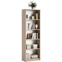 Home Collective Bücherregal Aktenregal Standregal Raumteiler mit 5 offenen Fächern aus MDF Holz, in sonoma, Breite 60 cm