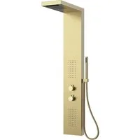Marwell Duschsäule Essenza gold, Höhe 125 cm, Edelstahl Regendusche, 125x20 cm