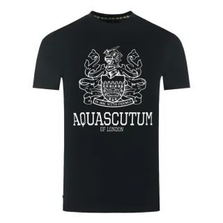 Aquascutum Large Bold London Aldis Marke Logo Schwarz T-Shirt