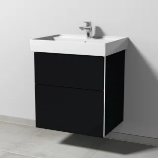 Sanipa 3way Waschtischunterbau zu Villeroy & Boch Collaro Waschtisch mit 2 Auszügen, Schwarz-Matt BS83408