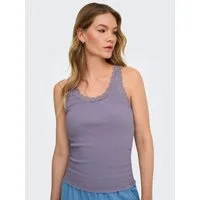 ONLY Tanktop ONLSARA – Tanktop mit Spitzendetail am Ausschnitt Baumwollmischung, regular fit