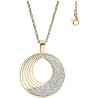JOBO Kette mit Anhänger Glitzer-Effekt, rund Edelstahl 80 cm