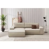 OTTO home Ecksofa SHERWOOD L-Form, 267 cm - OTTO. Verlässliche Qualität., Schlaffunktion mit Bettkasten (210x136 cm), Cord, Vintage, Samtvelours