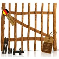 BooGardi Gartentor Holztor für Staketenzaun 100cm breit imprägniert, (50 cm hoch x 100 cm breit · 3-5 cm Lattenabstand in 14 Größen), Gartentür für Holzzaun · Bauerntor · Garten · Zaun · Haselnuss · Holz
