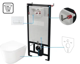 Neuesbad Wand-WC RIMLESS + WC-Sitz + Vorwandelement + CONTROL BUTTON SLIM Weiß NB1DECDJA6ZPW1