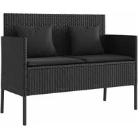 vidaXL Gartenbank Gartenbank mit Kissen Schwarz Poly Rattan (1-St)