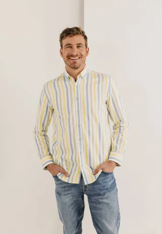 State of Art - Shirt LS Print Oxfor white - Gr. - XXXL