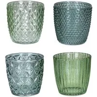 Levandeo® Teelichthalter, 4er Set Windlicht H7,5cm Glas Grün Teelichthalter Tischdeko Kerzen