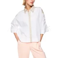 Marc Cain Kurzarmbluse Golden Hour Premium Damenmode mit Kontrast-Details