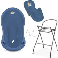 Babykajo Babybadewanne, (Set, 4-tlg), Baby Wanne mit Ständer, Wannensitz, Schlau - TÜV Rheinland geprüft
