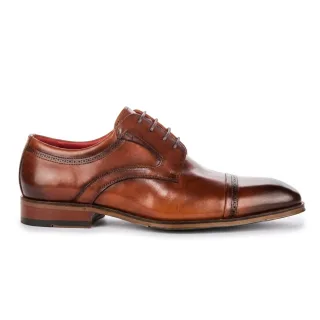 Justin Reess Herren polierte braune Leder-Cap-Toe-Derby-Schuhe – Everett