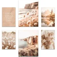ARTFAVES Bilder-Collage Poster Set Boho Summer I mehrteilige Bilderwand I Wandbilder Sommer, (Wandbilder modern, 6 St)