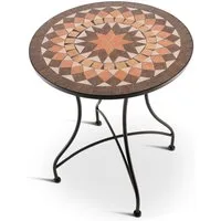Raburg Gartentisch Mosaiktisch, Balkon- und Terrassentisch, 60 cm Ø, 72 cm hoch, Mayla (rund), liebevolle Handarbeit, Mosaikmuster, schwarzes Metallgestell