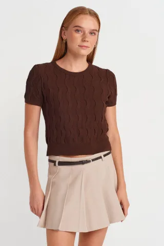 Strukturierte gerippte Crop-Bluse