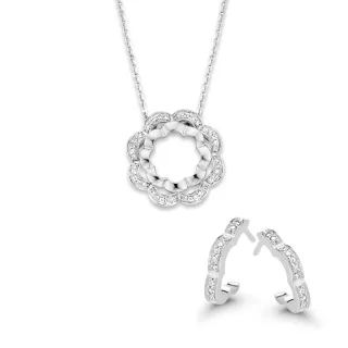Orphelia 'Onyx' Damen 925 Sterling Silber Set: Kettenanhänger + Ohrringe - Silber SET-7127