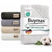 Buymax Spannbettlaken Premium Velours aus 80% Baumwolle, Velours, Gummizug: Rundumgummi, (1 Stück), Pflegeleicht und Atmungsaktiv in Verschiedenen Farben und Größen