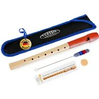Classic Cantabile Blockflöte Pivella Flöte aus Ahornholz mit Kopf aus Kunststoff C-Sopran deutsch, Pivella Set, Inklusive Grifftabelle, Etui, Korkfett & Wischerstab, 2-teilige Konstruktion