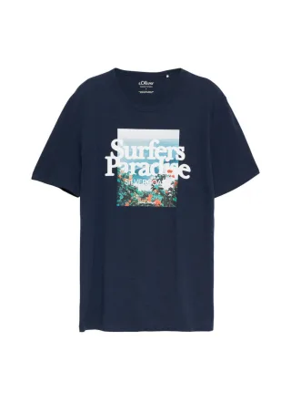s.Oliver Red Label - T-Shirt mit Frontprint blau - Gr. - M