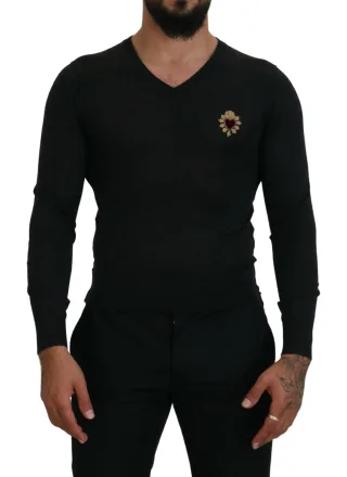 V-Ausschnitt Pullover Heiliges Herz Applikation