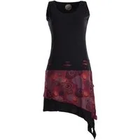 Vishes Zipfelkleid Ärmelloses asymmetrisches Lagenlook Zipfelkleid Hippie, Ethno, Elfen Style