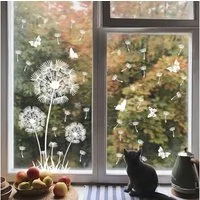 FELIXLEO Eckleinwandbild Supzone Fensterbilder Pusteblume Weiß Blumen Schmetterling Deko, (1 St)