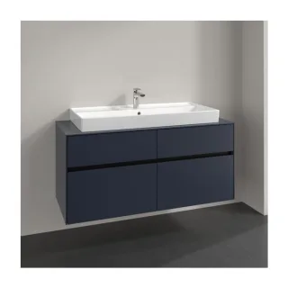 Villeroy und Boch Collaro Waschtischunterschrank C092B0VQ 140x54,8x50cm, Waschtisch mittig, LED-Beleuchtung 10,4 W, marine blue