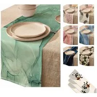 LIVINA HOME Tischläufer Premium Tischdecke abwaschbar, Tischband, moderne Leinenoptik Decke, Tischtuch, Gartentischdecke, Tafeltuch, Oster Deals Sale!