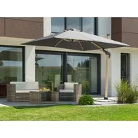 Schneider Schirme Ampelschirm Rhodos Twist Woody, LxB: 300x300 cm, mit Schutzhülle und Schirmständer, ohne Wegeplatten
