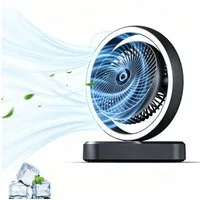 MOPUEA Tischventilator USB Tischventilator mit Nachtlicht, 270 Automatische Schwenkfunktion, 3 Stufen, Leiser Betrieb, für Schlafzimmer, Wohnheim und Büro