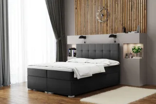 Boxspringbett Schlafzimmerbett ABELT 180x220cm in Stoff Matt Velvet Anthrazit