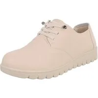 Ital-Design Vielseitiger Freizeitschuh mit hohem Tragekomfort für Damen Schnürschuh (91554597) Flach Schnürer in Creme