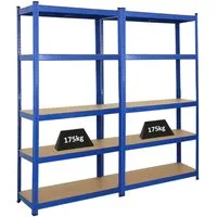 PROREGAL® Schwerlastregal MegaDeal Steckregal Kellerregal GORILLA mit 5 Fachböden Fachlast 175kg, Garagenregal Werkstattregal Lagerregal Lastenregal mit 5 MDF-Fachböden