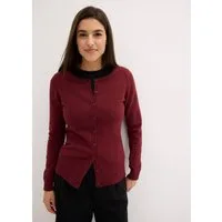 bonprix Strickjacke gerade Passform, unifarben, aus Baumwollmischung, mit Knopfleiste