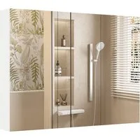 COSTWAY Spiegelschrank Bad Hängeschrank mit 3 Türen & 6 Fächern 87x65x12,5cm