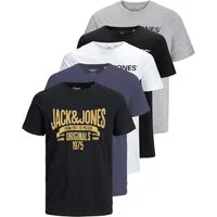 Jack & Jones Print-Shirt Bedrucktes T-Shirt aus Baumwolle (5er-Pack)