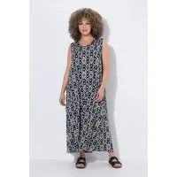 Ulla Popken Maxikleid Maxikleid grafischer Druck V-Ausschnitt ärmellos